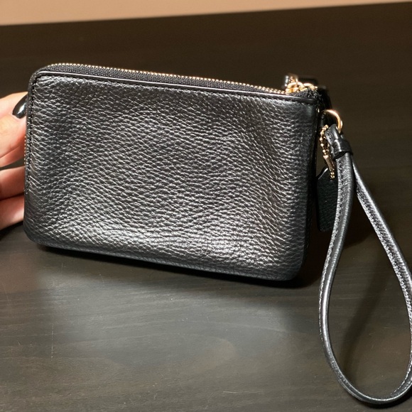 Coach Pebble Leather Double Corner Zip Wristlet Black F66505 - Picture 8 of 8